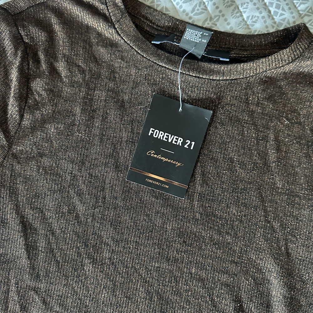 Forever 21 Metallic Brown Top